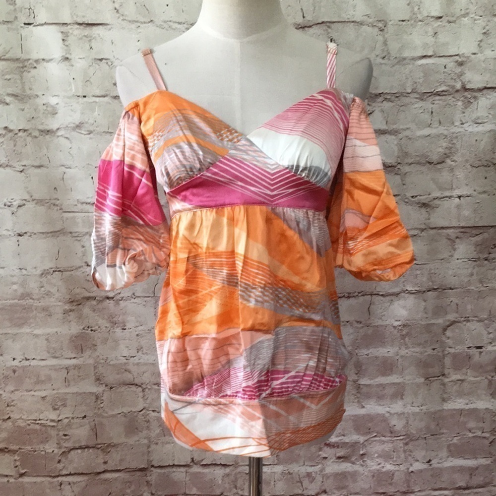 Arden B. Silk Pastel Muti-Color Cold Shldr Blouse